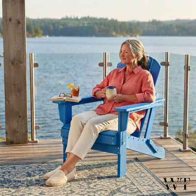 WestinTrends Malibu Outdoor Patio HDPE Folding Adirondack Chair, Pacific Blue
