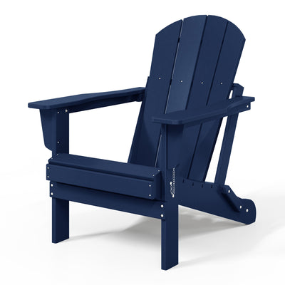 WestinTrends Malibu Outdoor Patio HDPE Folding Poly Adirondack Chair, Navy Blue