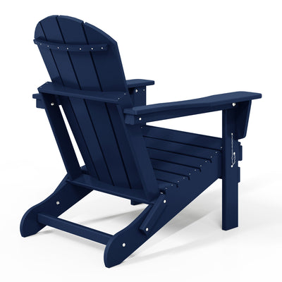WestinTrends Malibu Outdoor Patio HDPE Folding Poly Adirondack Chair, Navy Blue