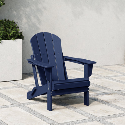 WestinTrends Malibu Outdoor Patio HDPE Folding Poly Adirondack Chair, Navy Blue
