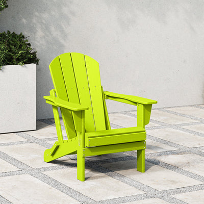 WestinTrends Malibu Classic Outdoor Patio HDPE Folding Adirondack Chair, Lime