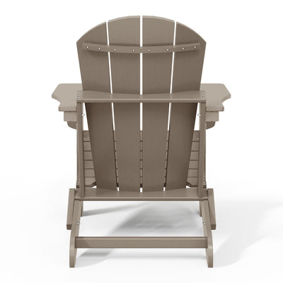 WestinTrends Malibu Outdoor Patio HDPE Folding Adirondack Chair, Weathered Wood