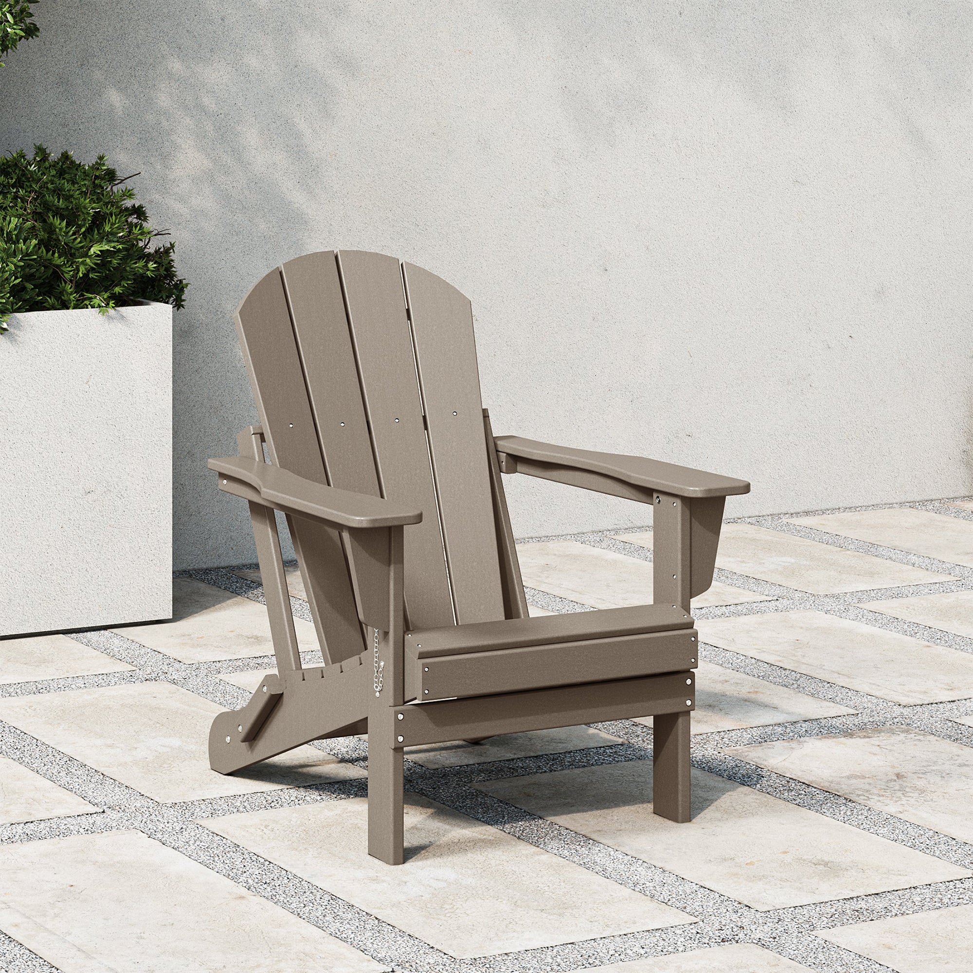 WestinTrends Malibu Outdoor Patio HDPE Folding Adirondack Chair, Weathered Wood