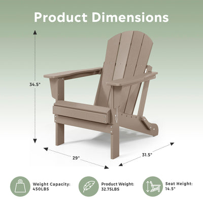 WestinTrends Malibu Outdoor Patio HDPE Folding Adirondack Chair, Weathered Wood