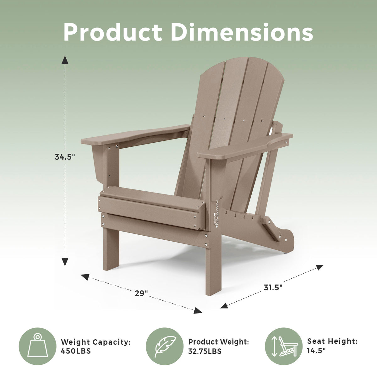 WestinTrends Malibu Patio Set with Adirondack Chair & Side Table, Weathered Wood