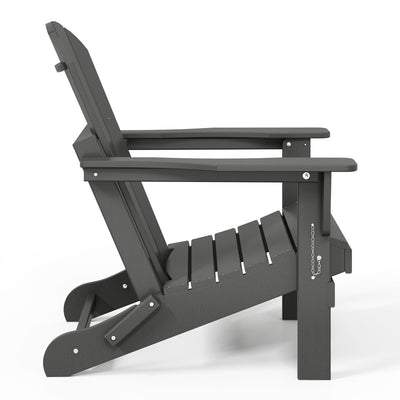 WestinTrends Malibu Outdoor Patio HDPE Plastic Folding Adirondack Chair, Gray
