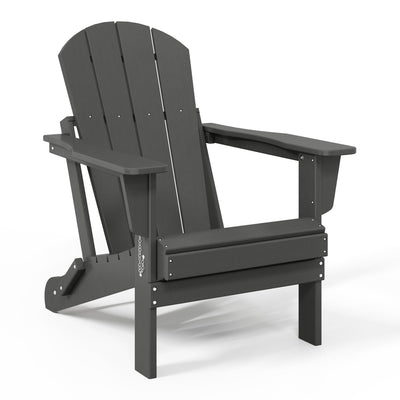 WestinTrends Malibu Outdoor Patio HDPE Plastic Folding Adirondack Chair, Gray