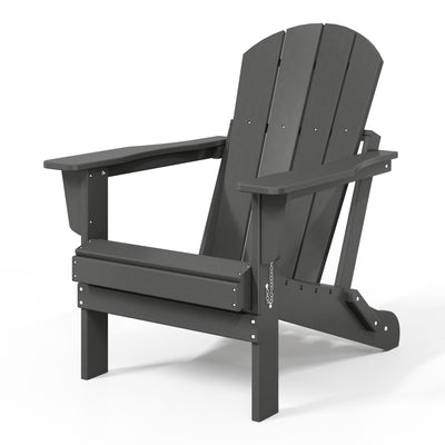 WestinTrends Malibu Outdoor Patio HDPE Plastic Folding Adirondack Chair, Gray