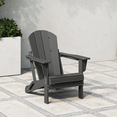 WestinTrends Malibu Outdoor Patio HDPE Plastic Folding Adirondack Chair, Gray
