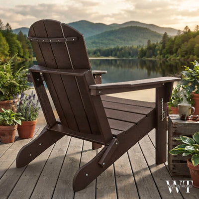 WestinTrends Malibu Outdoor Patio HDPE Folding Poly Adirondack Chair, Dark Brown