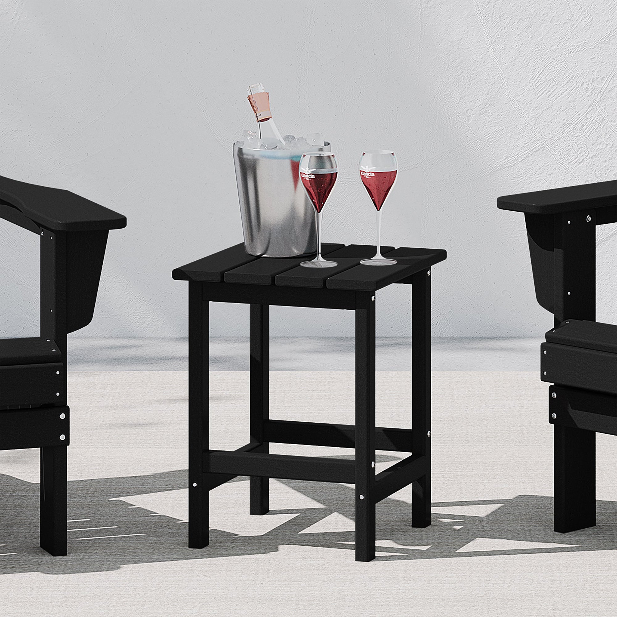 WestinTrends Malibu 14" Square Outdoor Side Table for Adirondack Chair, Black