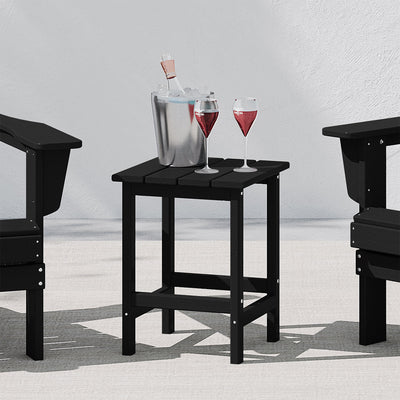 WestinTrends Malibu 14" Square Outdoor Side Table for Adirondack Chair, Black