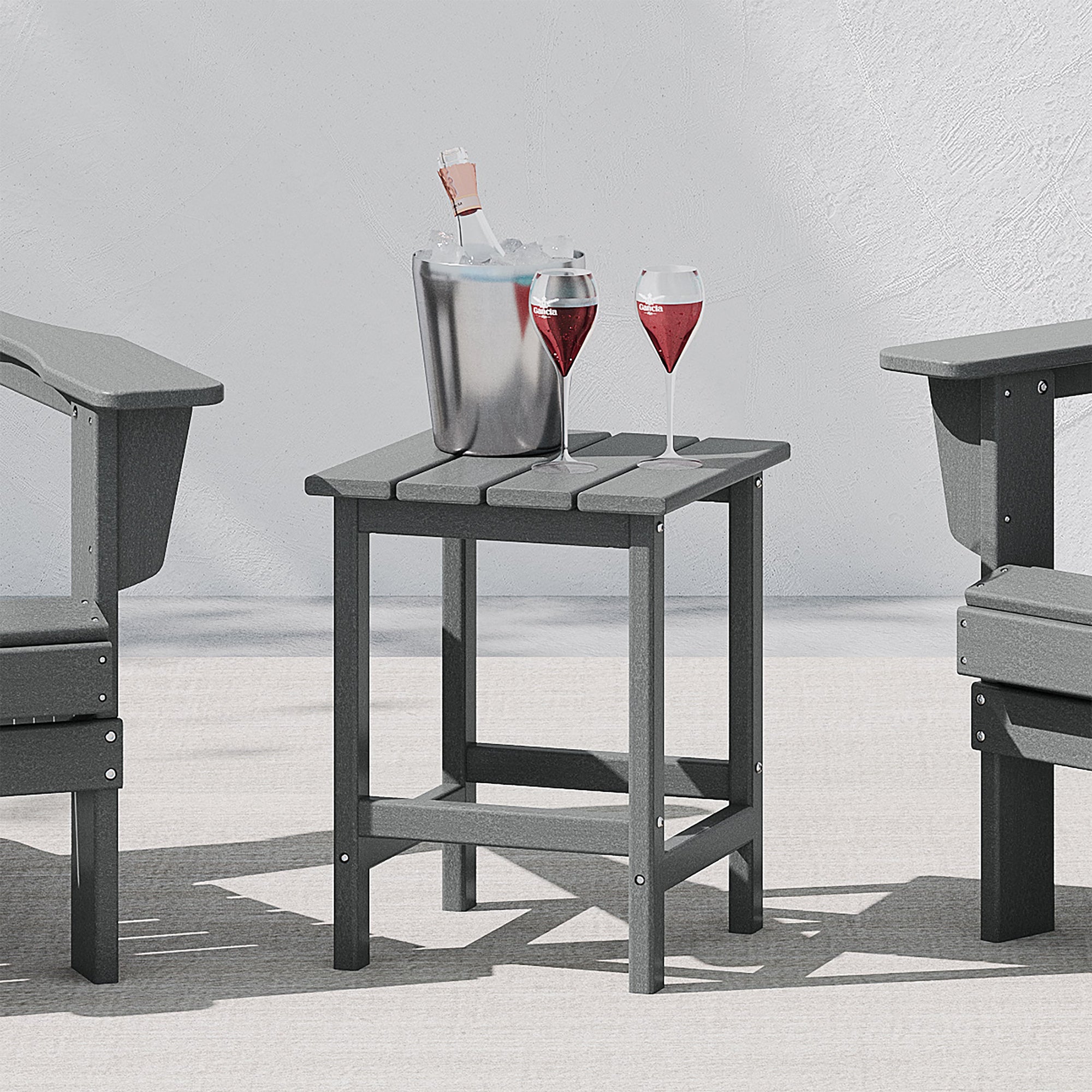 WestinTrends Malibu 14" Square Outdoor Side Table for Adirondack Chair, Gray