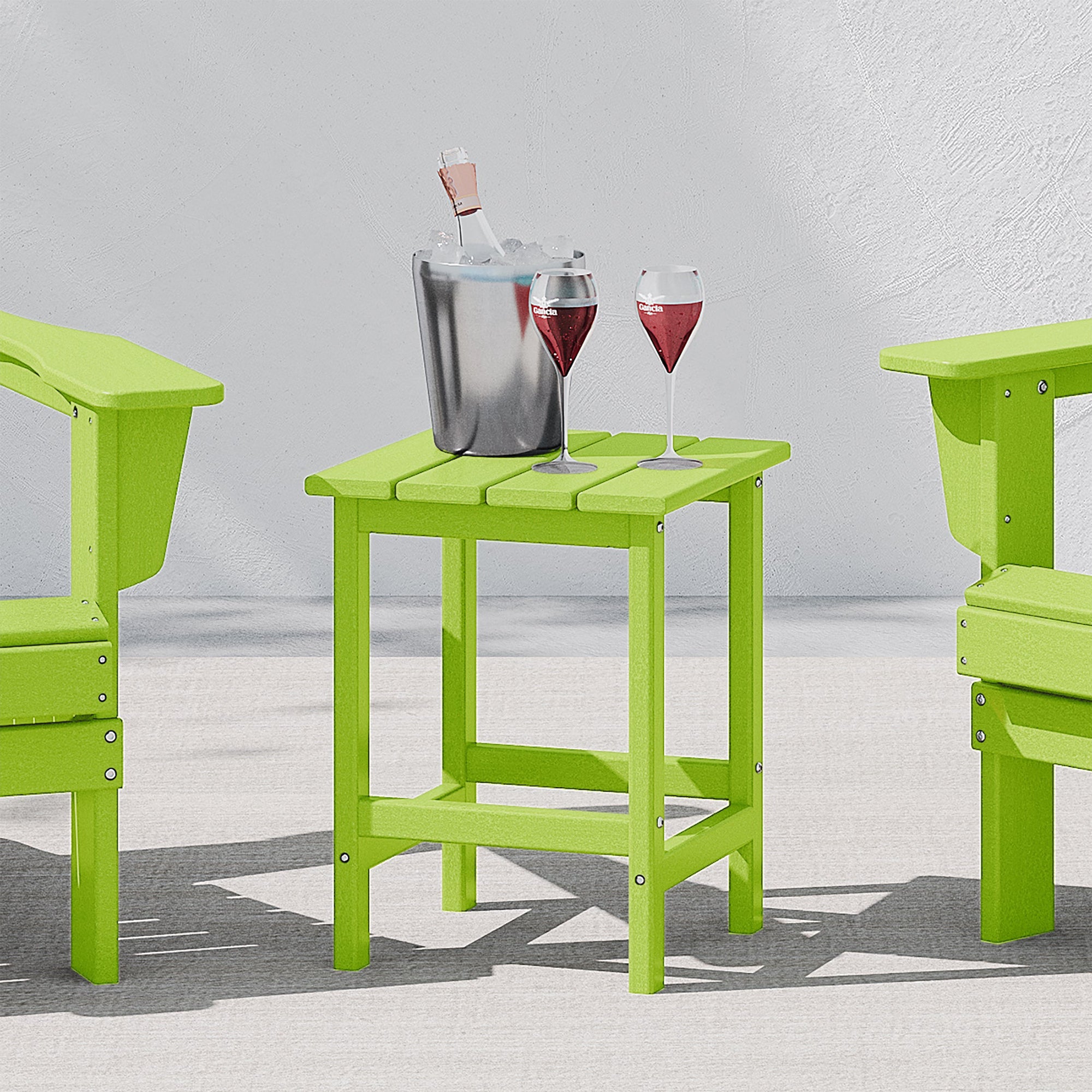 WestinTrends Malibu 14-Inch Square Outdoor Side Table for Adirondack Chair, Lime