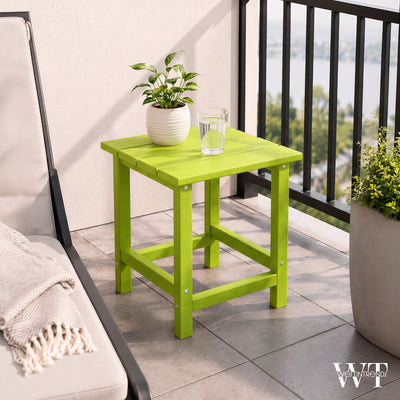 WestinTrends Malibu 14-Inch Square Outdoor Side Table for Adirondack Chair, Lime