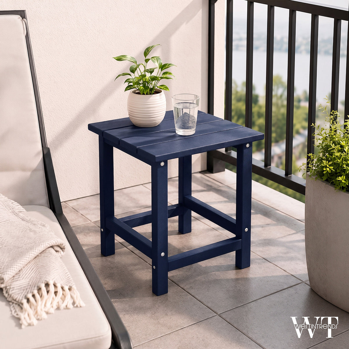 WestinTrends Malibu 14-Inch Square Outdoor Side Table for Adirondack Chai