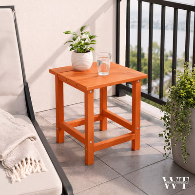 WestinTrends Malibu 14" Square Outdoor Side Table for Adirondack Chair, Orange