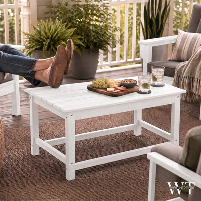 WestinTrends Malibu Outdoor Poly Lumber Coffee Table, 35.25 x 17.5 Inch, White