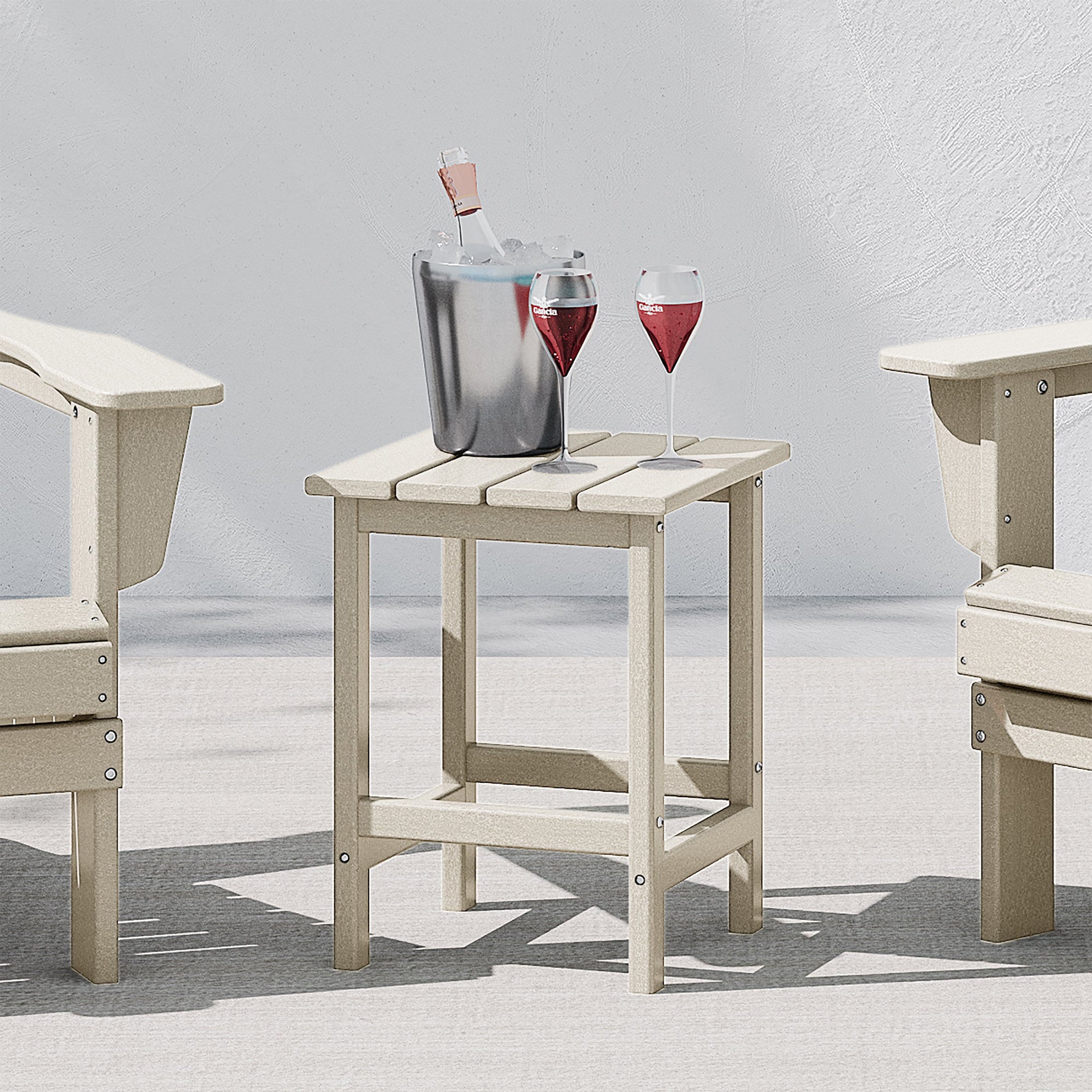 WestinTrends Malibu 14" Square Outdoor Side Table for Adirondack Chair, Sand