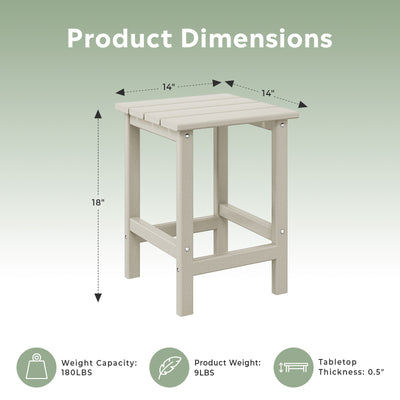 WestinTrends Malibu 14" Square Outdoor Side Table for Adirondack Chair, Sand