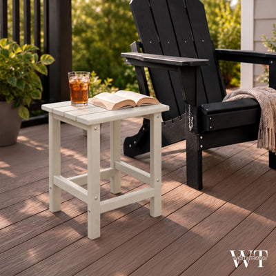 WestinTrends Malibu 14" Square Outdoor Side Table for Adirondack Chair, Sand