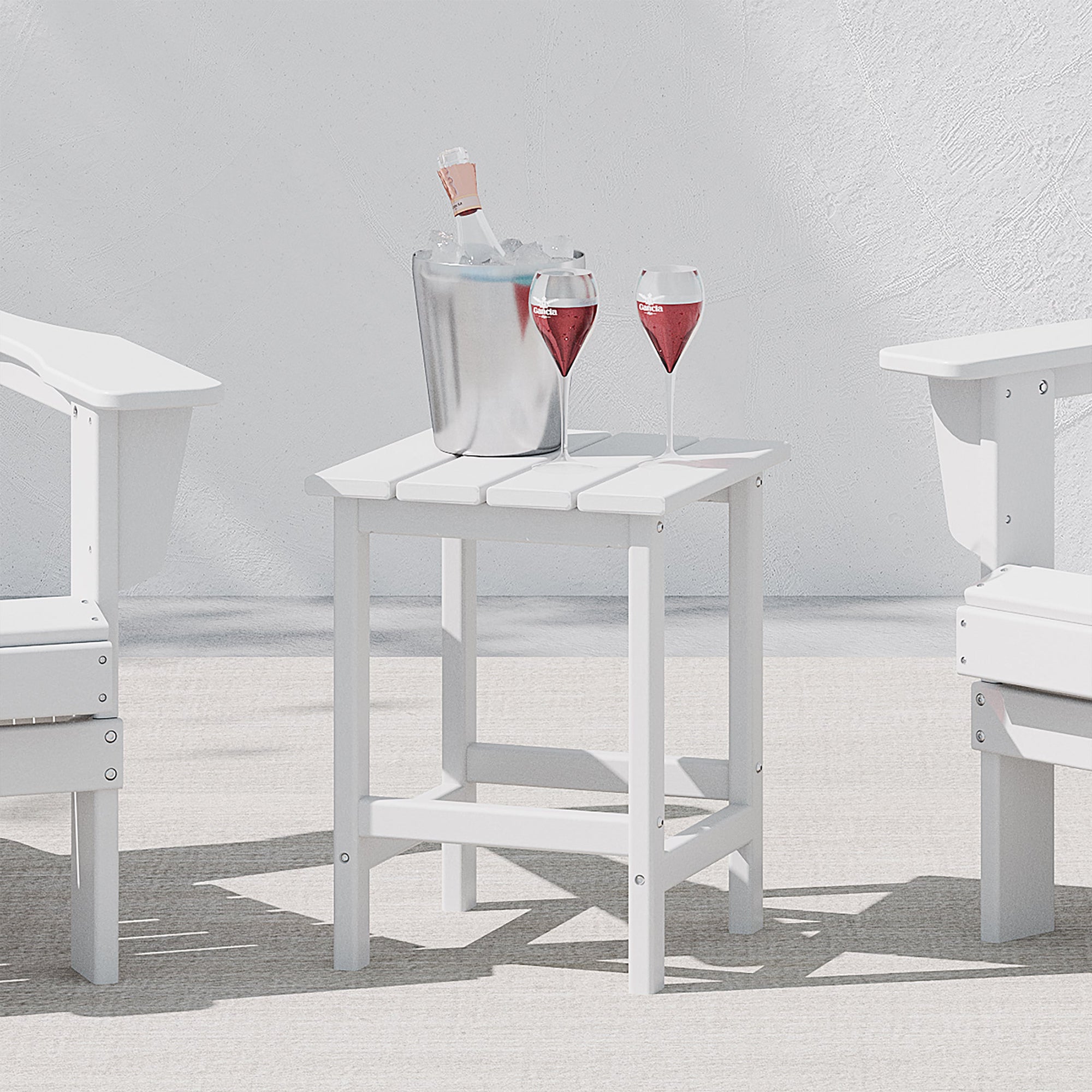 WestinTrends Malibu 14" Square Outdoor Side Table for Adirondack Chair, White