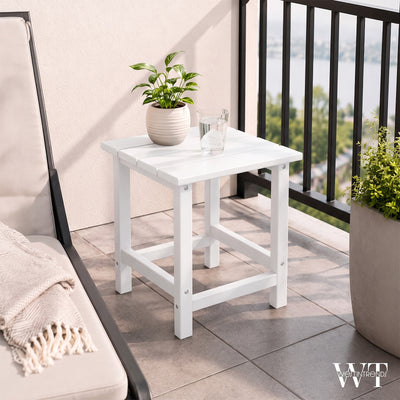 WestinTrends Malibu 14" Square Outdoor Side Table for Adirondack Chair, White