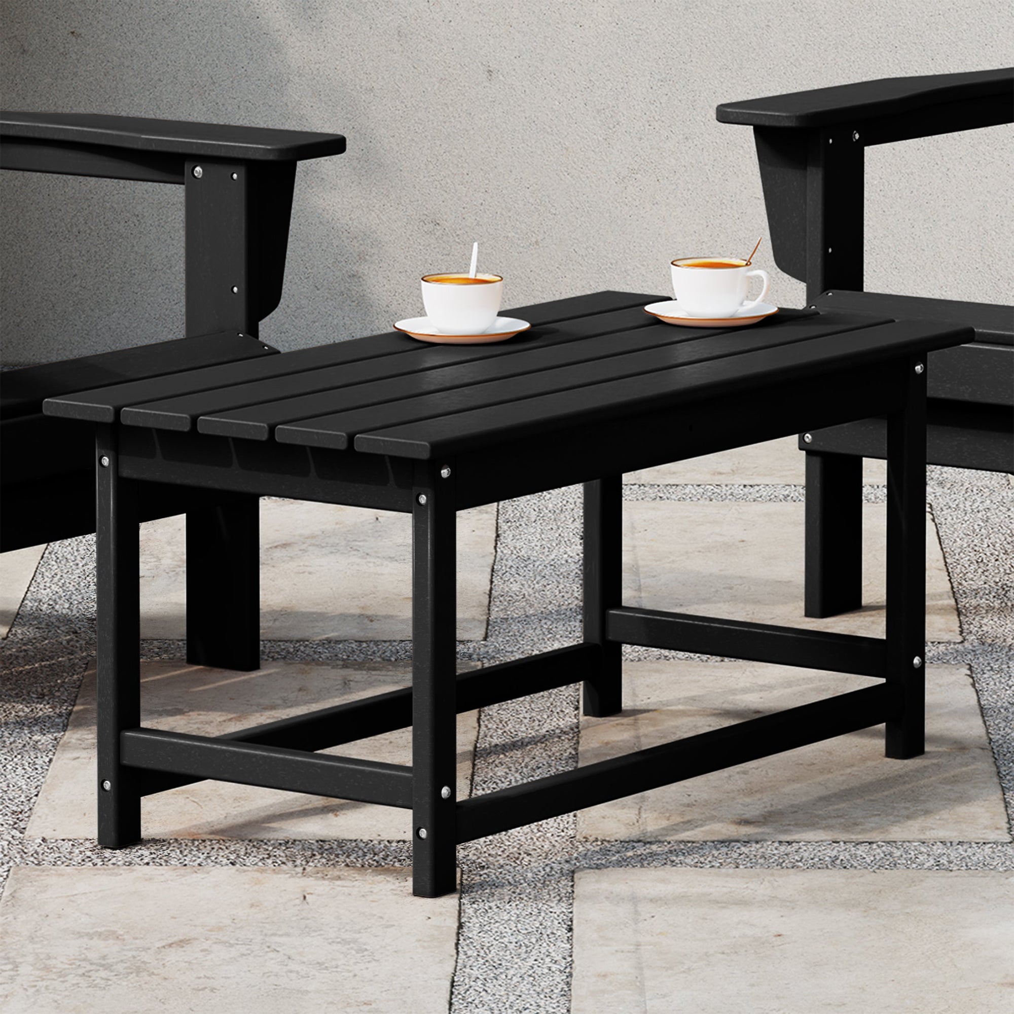WestinTrends Malibu Outdoor Poly Lumber Coffee Table, 35.25 x 17.5 Inch, Black