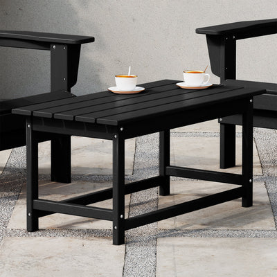 WestinTrends Malibu Outdoor Poly Lumber Coffee Table, 35.25 x 17.5 Inch, Black