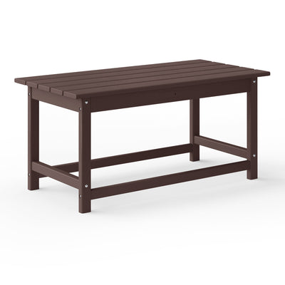 WestinTrends Malibu Outdoor Poly Coffee Table, 35.25 x 17.5 Inch, Dark Brown