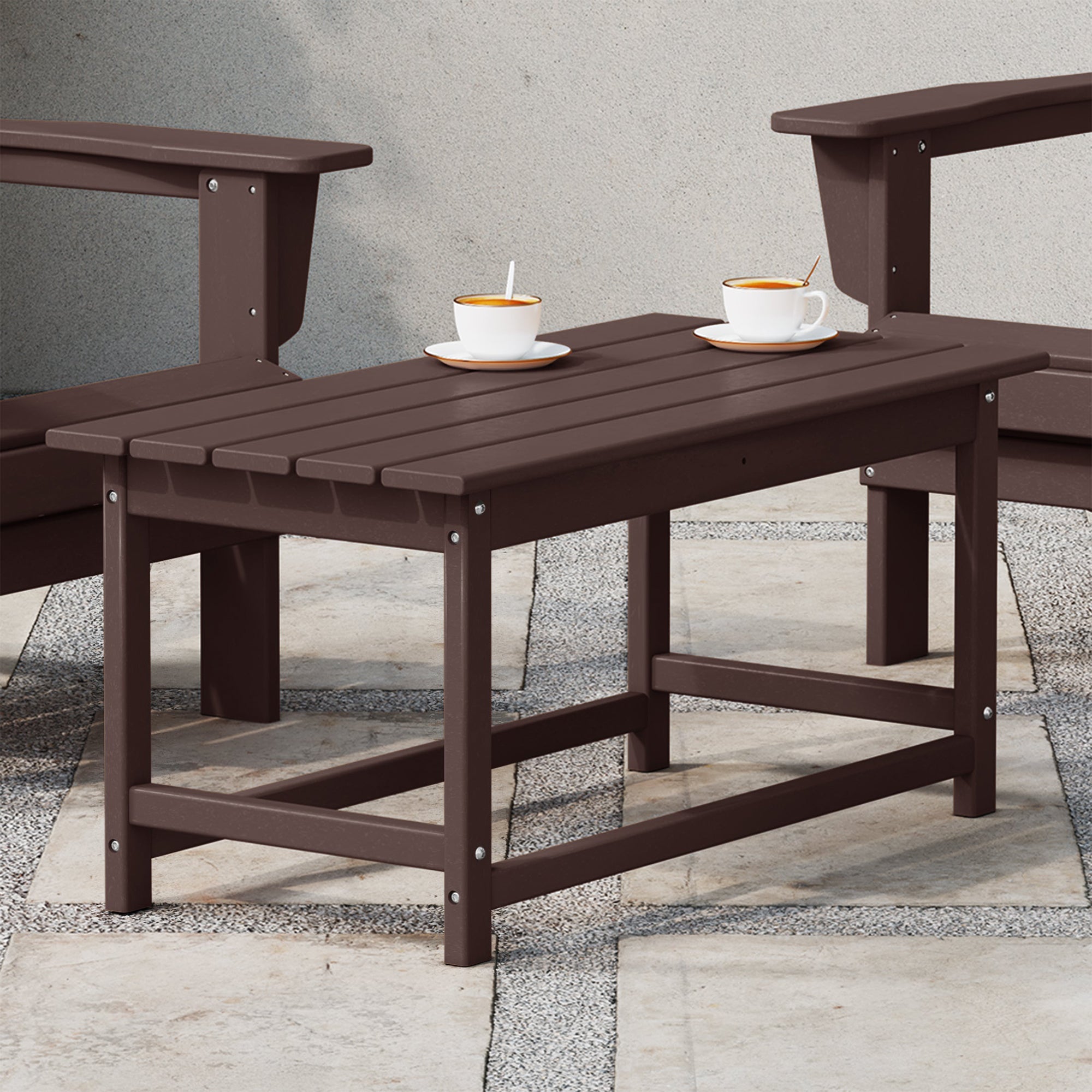 WestinTrends Malibu Outdoor Poly Coffee Table, 35.25 x 17.5 Inch, Dark Brown