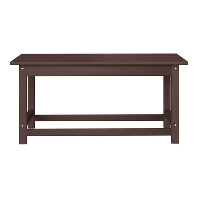 WestinTrends Malibu Outdoor Poly Coffee Table, 35.25 x 17.5 Inch, Dark Brown