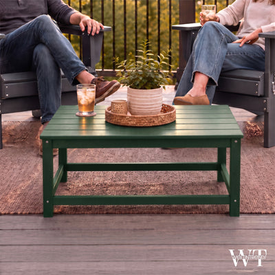 WestinTrends Malibu Outdoor Poly Coffee Table, 35.25 x 17.5 Inch, Dark Green