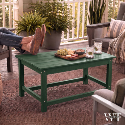 WestinTrends Malibu Outdoor Poly Coffee Table, 35.25 x 17.5 Inch, Dark Green