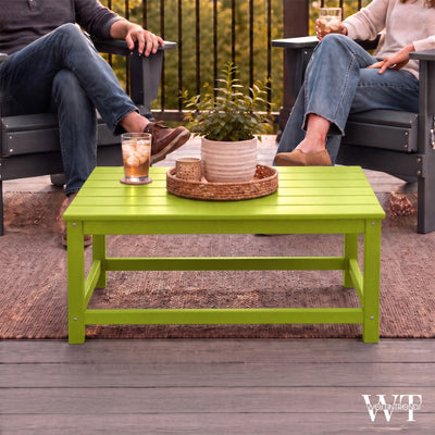 WestinTrends Malibu Outdoor Poly Lumber Coffee Table, 35.25 x 17.5 Inch, Lime