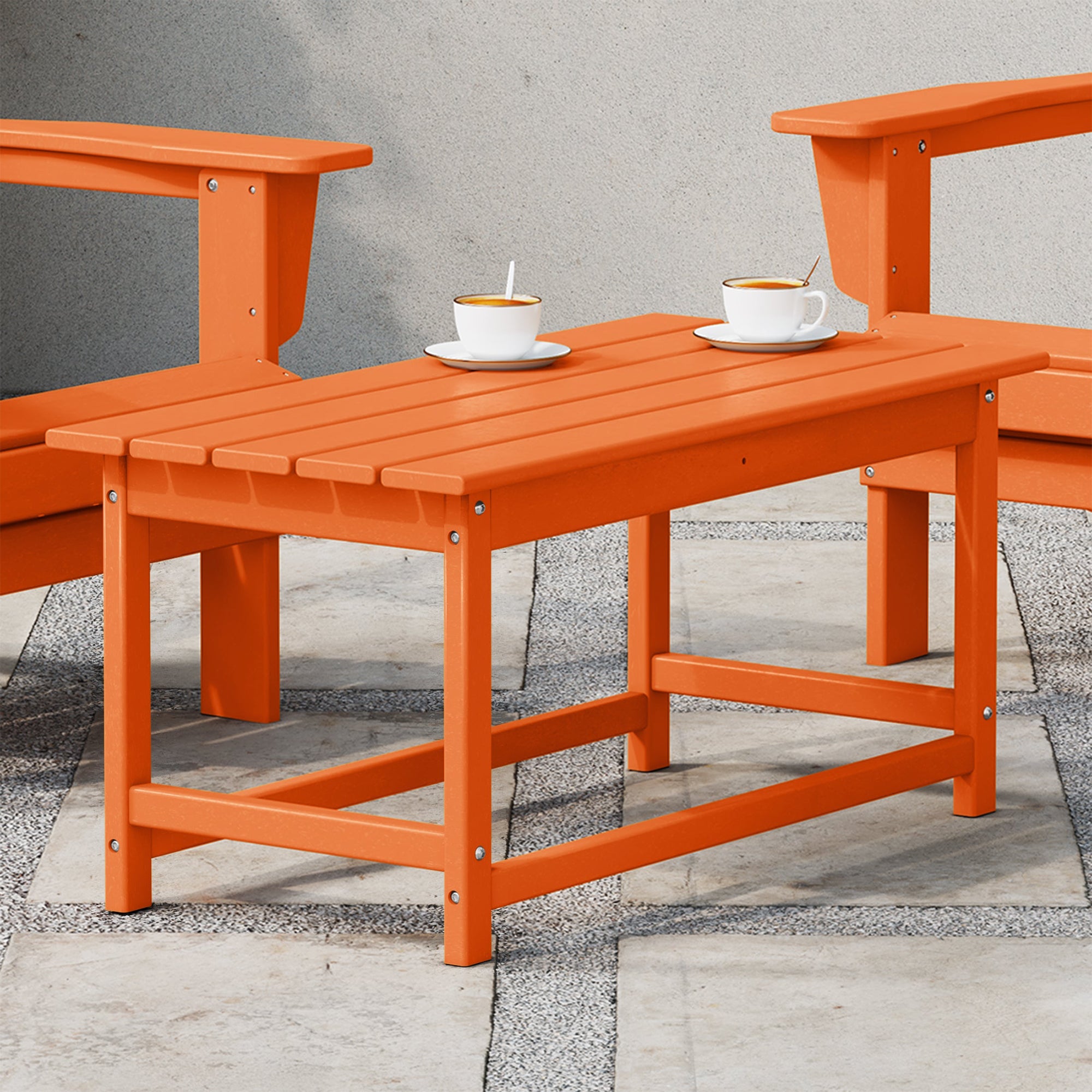 WestinTrends Malibu Outdoor Poly Lumber Coffee Table, 35.25 x 17.5 Inch, Orange