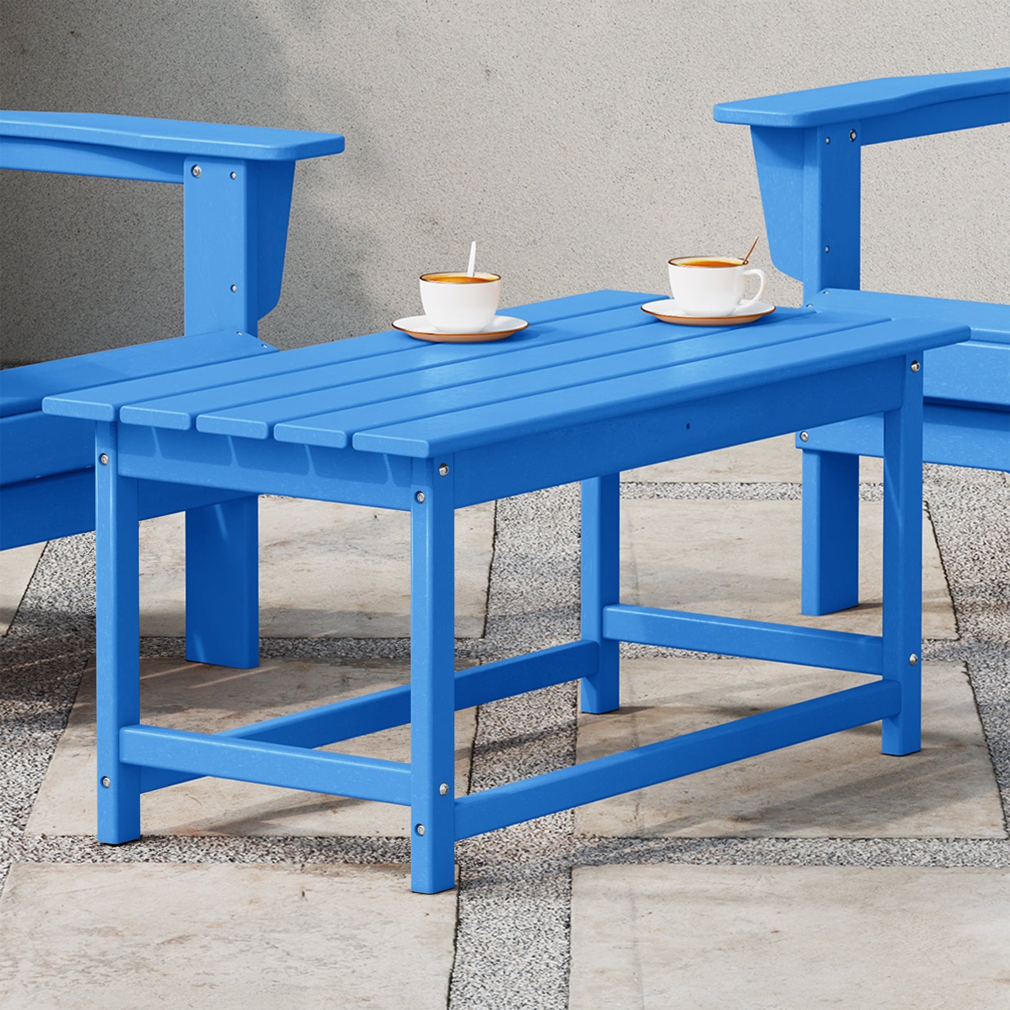 WestinTrends Malibu Outdoor Poly Coffee Table, 35.25 x 17.5 Inch, Pacific Blue