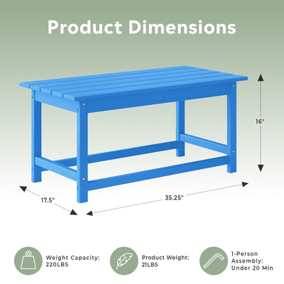 WestinTrends Malibu Outdoor Poly Coffee Table, 35.25 x 17.5 Inch, Pacific Blue