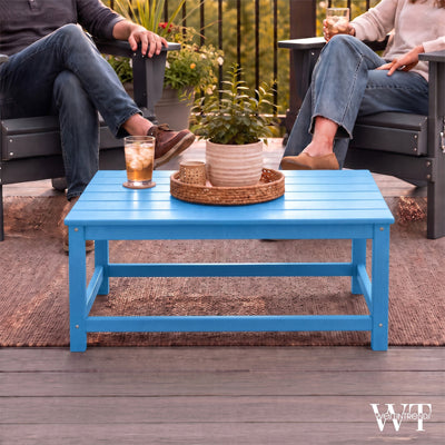 WestinTrends Malibu Outdoor Poly Coffee Table, 35.25 x 17.5 Inch, Pacific Blue