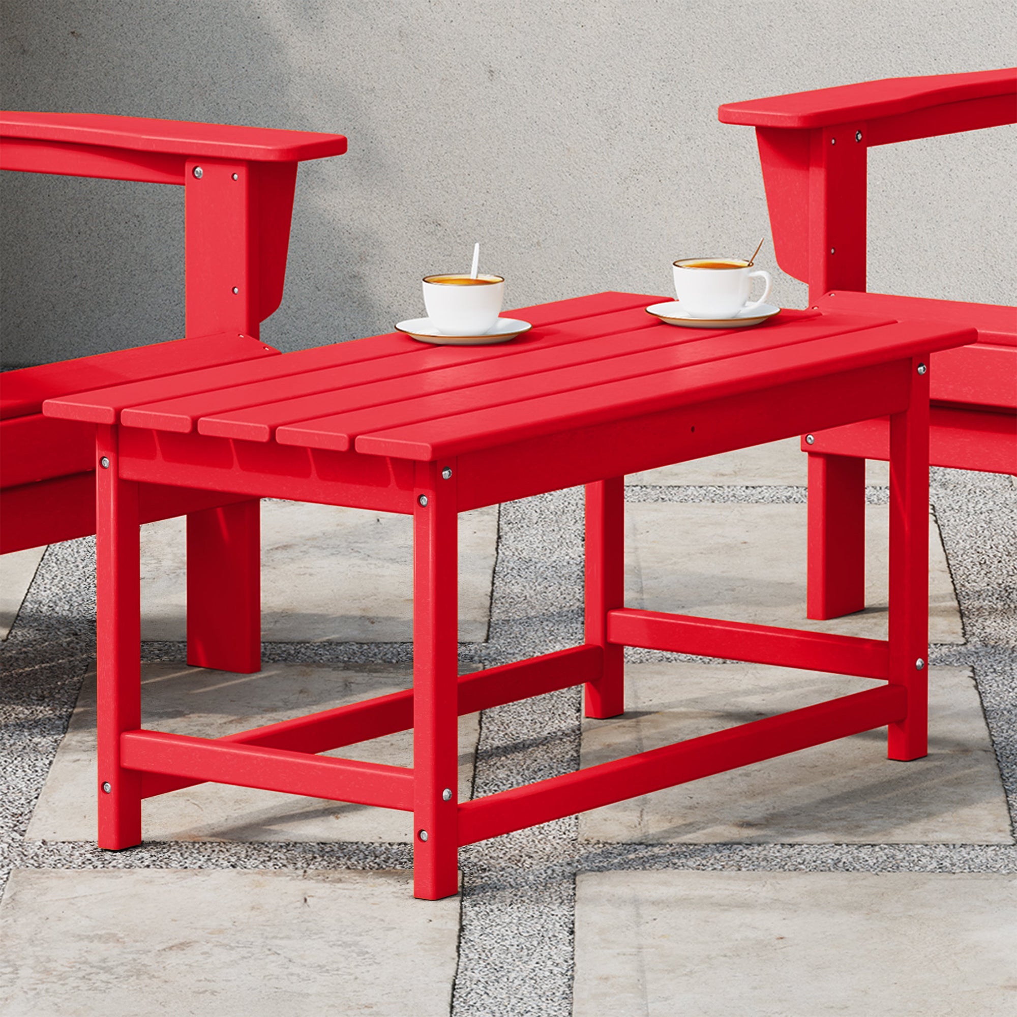 WestinTrends Malibu Outdoor Poly Lumber Coffee Table, 35.25 x 17.5 Inch, Red