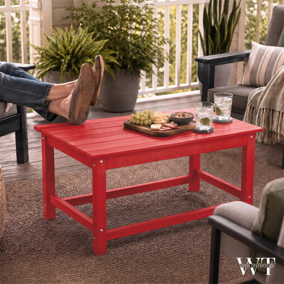 WestinTrends Malibu Outdoor Poly Lumber Coffee Table, 35.25 x 17.5 Inch, Red