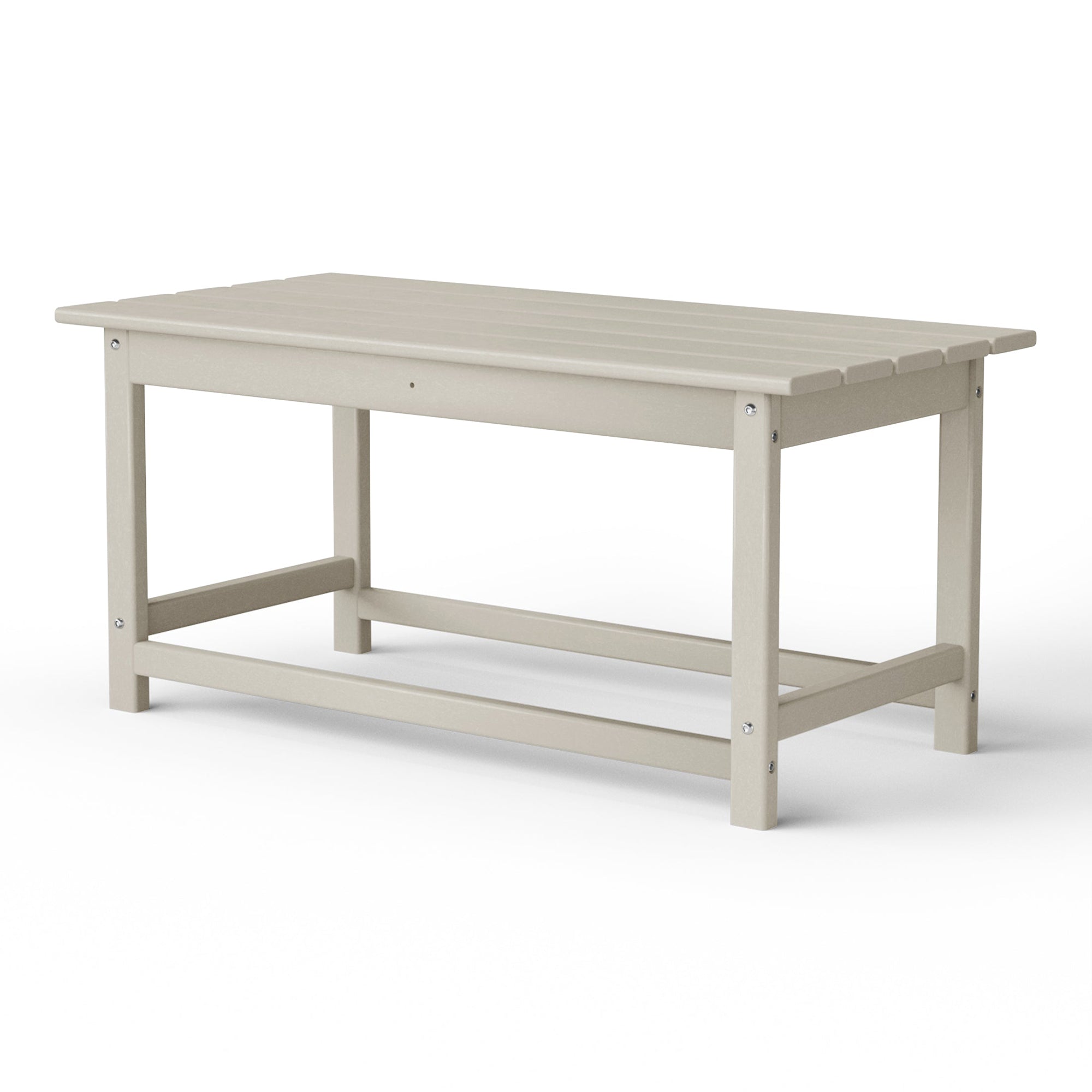 WestinTrends Malibu Outdoor Poly Lumber Coffee Table, 35.25 x 17.5 Inch, Sand