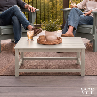 WestinTrends Malibu Outdoor Poly Lumber Coffee Table, 35.25 x 17.5 Inch, Sand