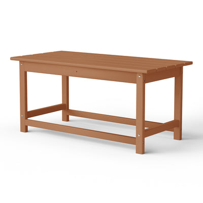 WestinTrends Malibu Outdoor Poly Lumber Coffee Table, 35.25 x 17.5 Inch, Teak