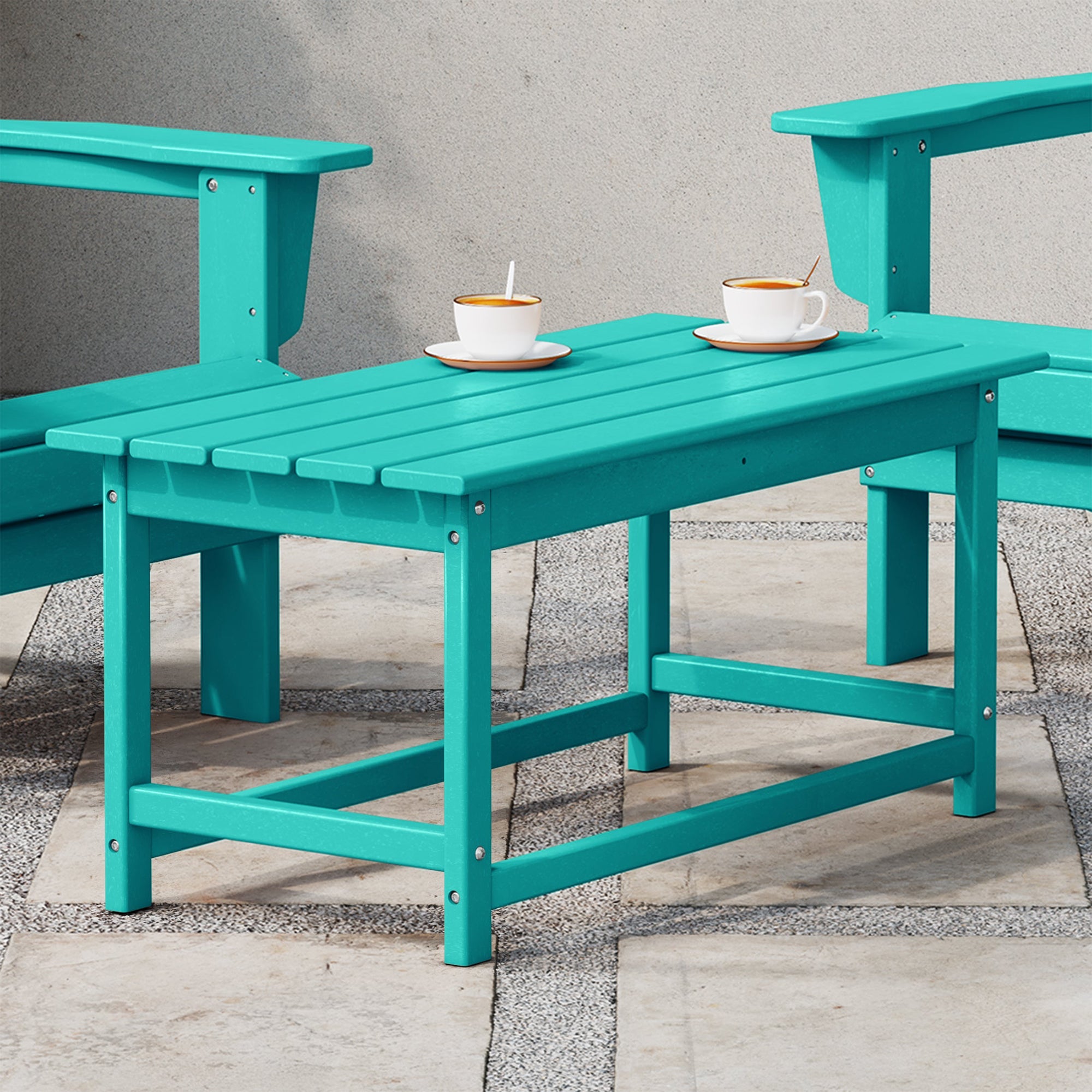 WestinTrends Malibu Outdoor Poly Wood Coffee Table, 35.25 x 17.5 Inch, Turquoise