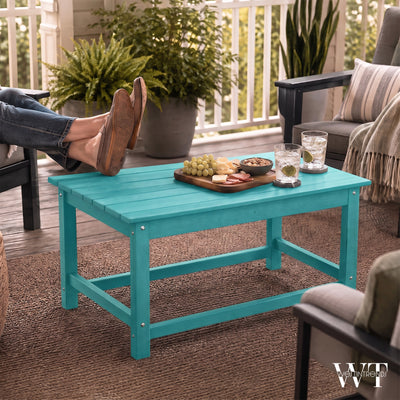 WestinTrends Malibu Patio Set with 4 Adirondack Chairs & Coffee Table, Turquoise