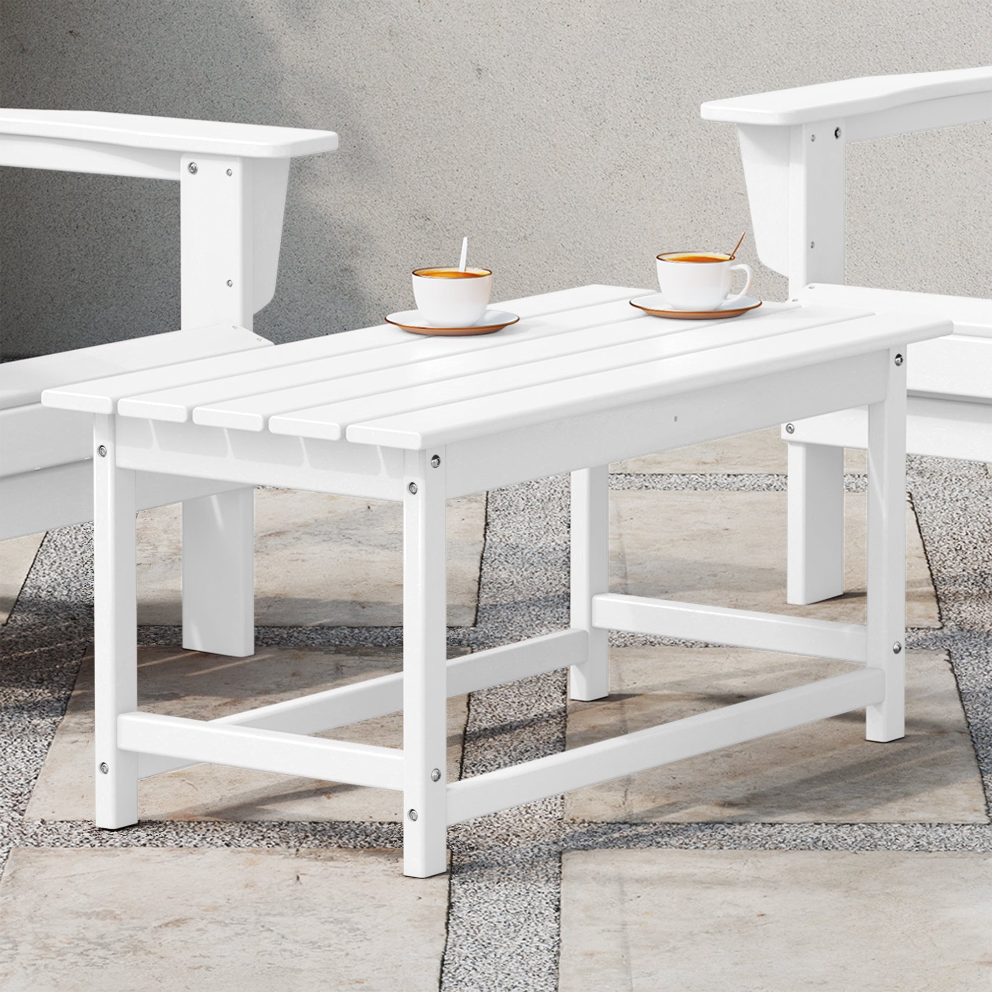 WestinTrends Malibu Outdoor Poly Lumber Coffee Table, 35.25 x 17.5 Inch, White
