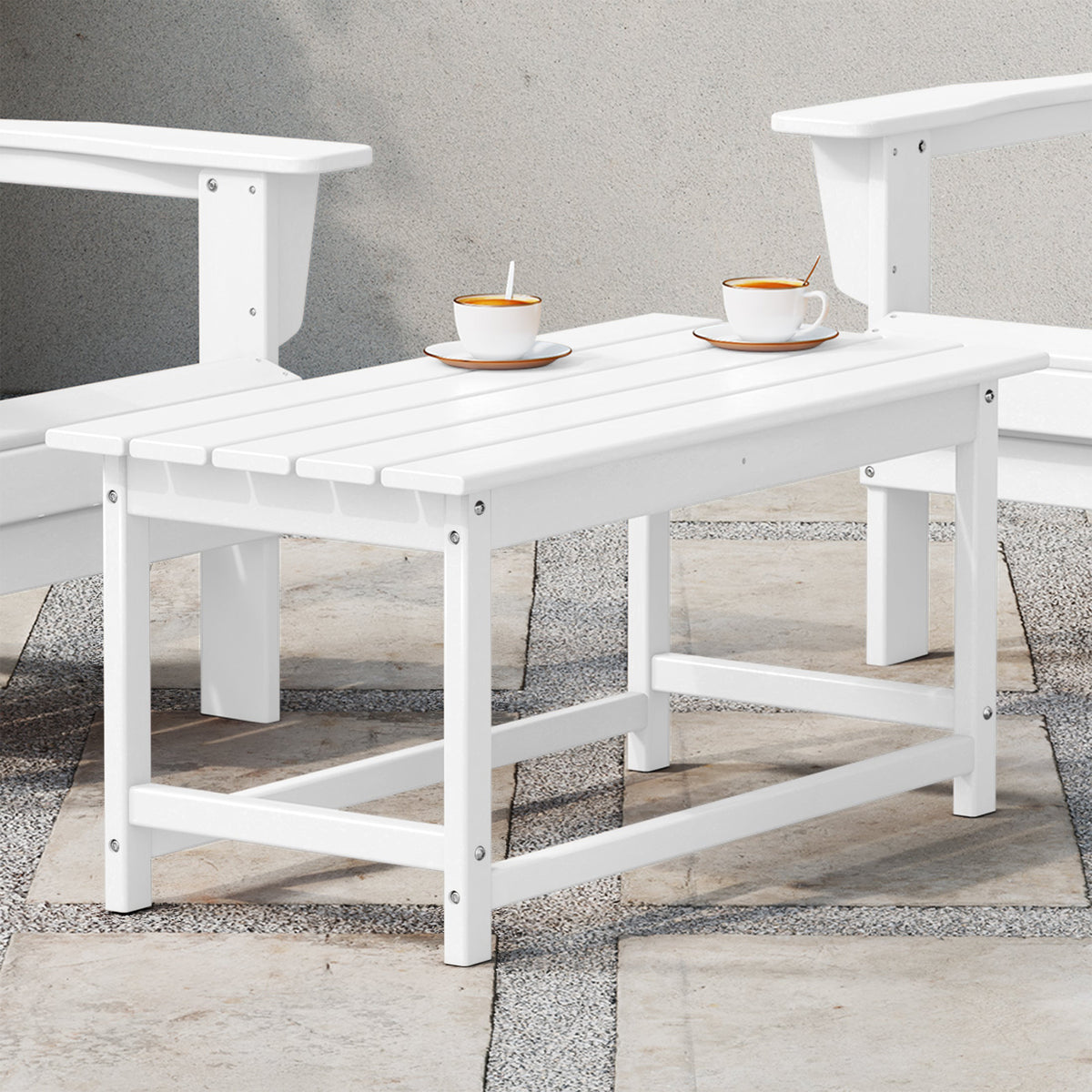 WestinTrends Malibu Patio Set with 2 Adirondack Chairs & Coffee Table, White