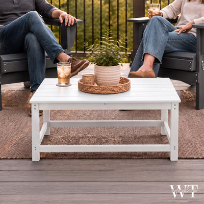 WestinTrends Malibu Outdoor Poly Lumber Coffee Table, 35.25 x 17.5 Inch, White