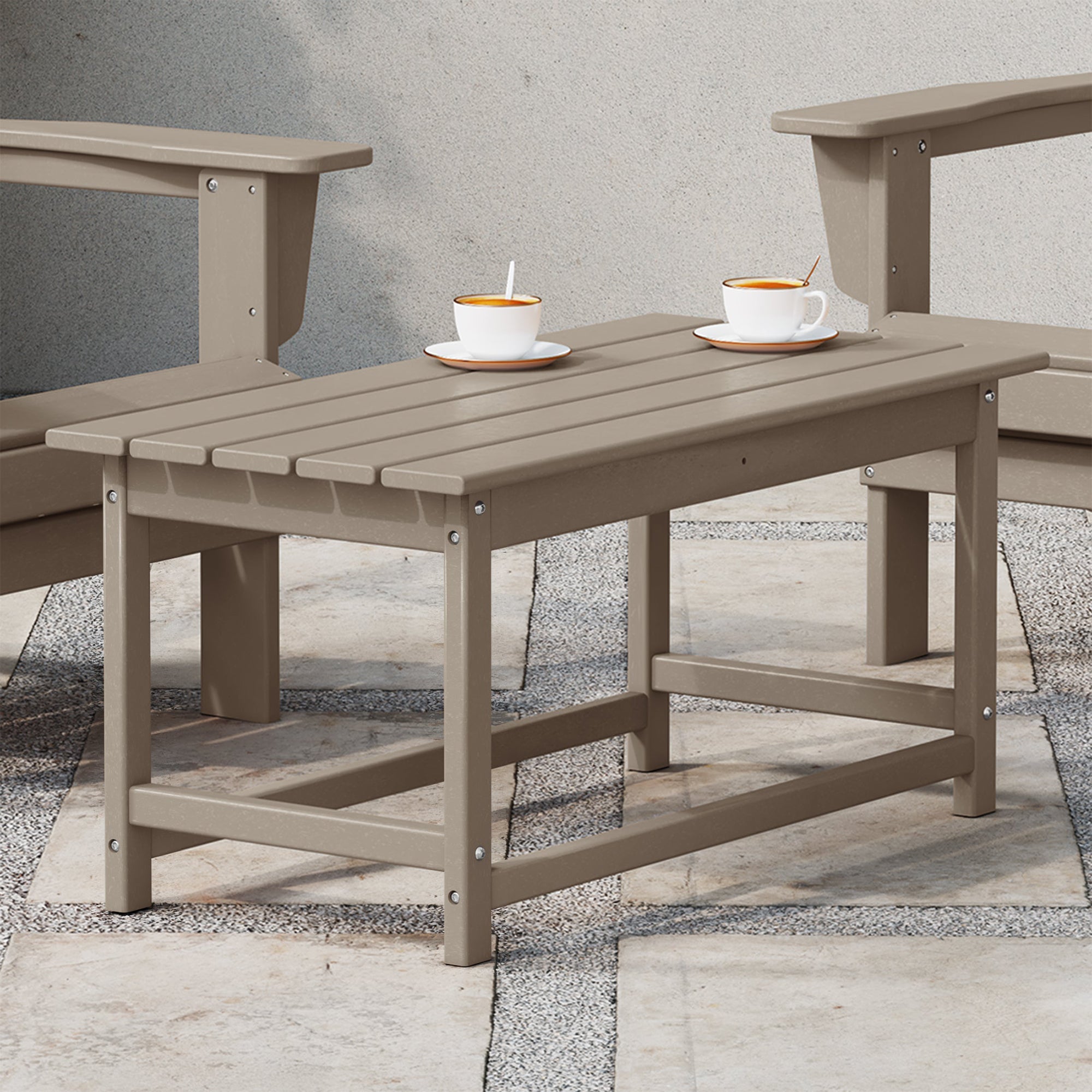 WestinTrends Malibu Outdoor Poly Coffee Table, 35.25 x 17.5 Inch, Weathered Wood